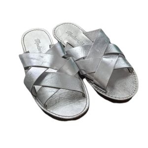 Madewell Boardwalk Woven Slide Sandal Silver 5.5
